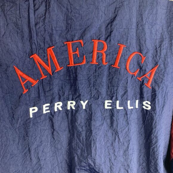 Perry Ellis Jacket Sports Tracksuit Windbreaker Vintage 90s America Flag Olympic - Picture 11 of 16